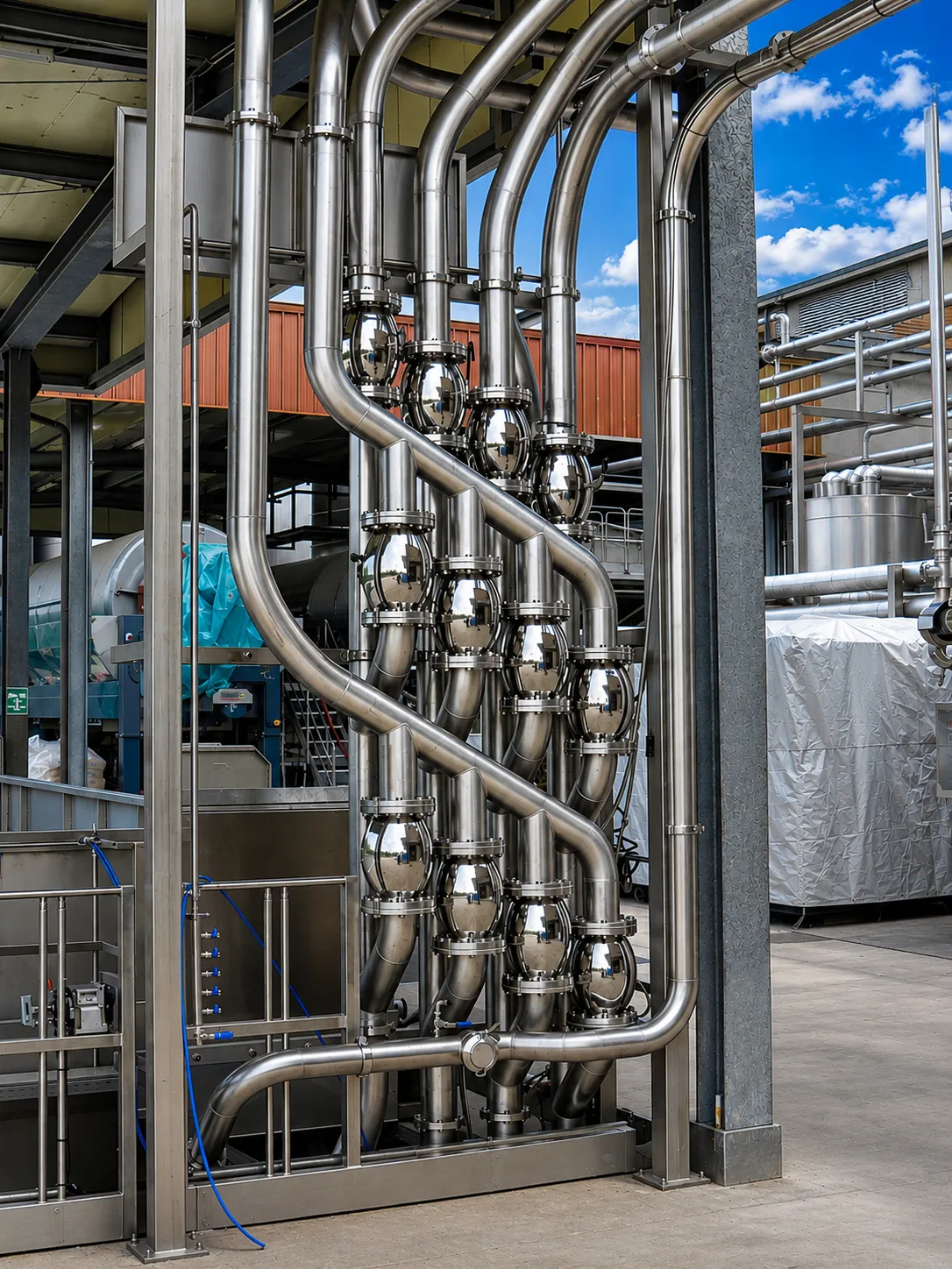 Impianti enologici – collettori e valvole inox per cantina industriale